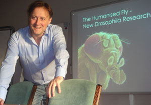 Dr Guy Sutton Talks Fruit Flies During a DNA Day in Cambridge